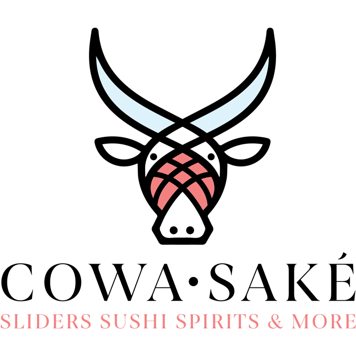 cowa sake beef cow logo white red